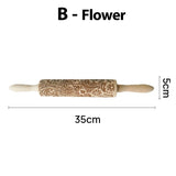 In stock ,Leaves Pattern Rolling Pin Christmas Wooden Embossing Baking Tools Flower Dough Engraved