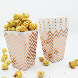 Christmas Gift 12 Gold Foil Chevron Popcorn Boxes Baby Shower Bridal Wedding Birthday Christmas Party Treat Boxes Candy Buffet Bags