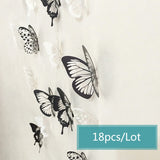 Cifeeo  18Pcs Black And White 3D Effect Crystal Butterflies Wall Sticker Beautiful Butterfly For Kids Room Wall Decals Home Decoration