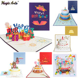 Happy Birthday Card for Girl Kids Wife Husband 3d Birthday Cake Pop-Up Greeting Cards Postcards Gifts with Envelope