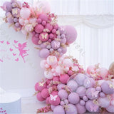 1set Macaron Baby Purple Balloons Set Pink Chrome Gold Garland Arch Kit Wedding Birthday Party Decoration Supplies Baptism Kid
