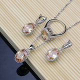 Cifeeo  Silver 925 Bridal Jewelry Champagne Zircon Jewelry Sets For Women Earrings/Pendant/Necklace/Rings/Bracelet