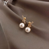 2023 new classic inlaid zircon knot Pearl Earrings Fashion Korean women jewelry lady temperament party Simple ladies Earrings