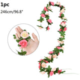 Christmas Gift Wisteria Artificial Flower Vine Ivy Leaf Garland Silk Rose Flowers Rattan String Vine Wedding Arch Flower Home Garden Decoration