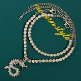 New Bling Dragon Crystal Tennis Chain Anklet for Women Fashion Gold Silver Color Rhinestone Anklet Foot Chain Jewelry Wholesale