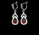 Back to school Cifeeo  Fashion Office Style Red Stone Bridal Jewelry White Cubic Zirconia Beads Drop Dangle Earrings For Women