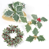 5-10Pcs Christmas Artificial Leaves Leaf Fake Holly Berries Red Cherry Little Fruits Stamen Christmas Wedding Home Decoration