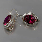 Exquisite Women Fashion Silver and Gold Color Inlaid Red Stone Crystal Drop Earrings for Women Bridal Engagement Wedding Jewelry