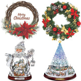 30cm Rotating sculpture Wreath Pattern Window Decorations Clings Decal Stickers Ornaments for Christmas Party New Year Supplies