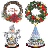 30cm Rotating sculpture Wreath Pattern Window Decorations Clings Decal Stickers Ornaments for Christmas Party New Year Supplies