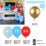 145pcs Red Blue Latex Balloons 5/10/18inch Garland Arch Kit Gold Chrome Ballons Circus Carnival Theme Party Decors Kids Gifts