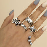 Vintage Silver Plated Angel Wings Ring for Women Gothic Punk Steampunk Love Heart Butterfly Ring Sets Party Jewelry 2021 Trendy