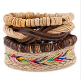 ZOSHI 4-6PC Vintage Multilayer Leather Bracelet For Men Fashion Braided Handmade Rope Wrap Bead Charm Woven Bracelets Male Gift