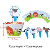 1Set Farm Animal Cake Topper Toppers Cow Pig Banner Horse Lion Pet Walking Balloons Kids Gift Birthday Party Decoration Supplies