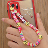 Chain For Phone Lanyard Colorful Candy Beads Chains Strap Letter Bracelet For Women Summer Trend Smiley Face Cute Jewelry HZ