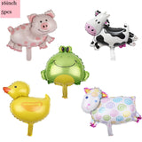 1Set Farm Animal Cake Topper Toppers Cow Pig Banner Horse Lion Pet Walking Balloons Kids Gift Birthday Party Decoration Supplies