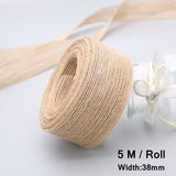 10M/Roll Vintage Jute Burlap Rolls Hessian Ribbon With Lace Wedding Party Xmas New Year  Decoration DIY Craft Gift Wrapping