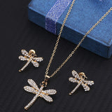 Fashion Golden Plated Opal Jewelry Sets For Woman Cubic Zirconia Water Drop Necklace Pendant Earrings Set Bridal Wedding Gift