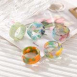 3Pcs Ins Korea Colorful Fashion Y2k Resin Heart Ring Set Acrylic Thick Round Rings For Women Party Wedding Jewelry Ring Set