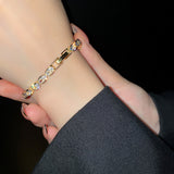 Cifeeo Trendy Design 14K Gold Plated Geometric Zircon Bracelet for Women Girl Accessories Korean Fashion Jewelry AAA Zircon Party Gift