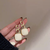 Graduation Gift Korean New Cream White Pearl Earrings Fashion Temperament Simple Versatile Earrings Women's Jewelry