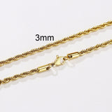 Christmas Gift Men Ropes Long Necklace Stainless Steel Minimalist Twist Rope Chain Necklace Available in Gold Color Silver Color 2 TO 5mm