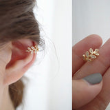 New Fashion Gold Leaf Clip Earring For Women Without Piercing Puck Rock Vintage Crystal Ear Cuff Girls Jewelry Gifts 1Pcs