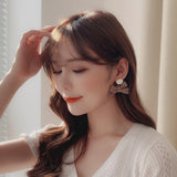 Cifeeo Hot Selling Delicate Enamel Cotton Plaid Drop Earrings Winter Trendy Cloth Resin Pompon Wood Flower Earrings For Women Gifts