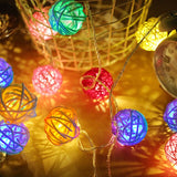 Christmas Gift 2.5M 20 LED String Lights Rattan Cotton Ball Garlands Holiday Wedding Party Decoration Xmas Christmas Fairy Light For Outdoor