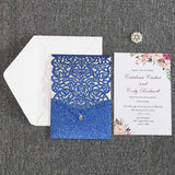 50pcs/lot Laser Cut Glitter Paper Wedding Invitations Card Diamond Design Custom Greeting Card Birthday Wedding Favor Decoration