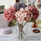 Cifeeo  1PC Artificial Flowers Bouquet 35Cm Hydrangea Branch 1 Big Heads 3 Buds Silk Fake Flower Home Room Wedding Decor New Year 2022