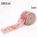 Christmas Gift 2M/5M Christmas Red Car Ribbon 5cm Wide Merry Xmas Crafts Ribbon for DIY Christmas Gift Wrapping Home Wreath Bow Decoration