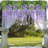 Cifeeo Christmas Gift 12Pcs / Wisteria False Silk Wreath Arch Wedding DIY Family Garden Office Party Decoration Pendant Wall Decoration