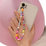 2021 New Colorful Acrylic Pearl Soft Pottery Cartoon Face Fruits Anti-lost Mobile Phone Strap Cord for Women Accessories