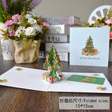 Merry Christmas Cards Christmas Tree Winter Gift Pop-Up Cards Christmas Decoration  Stickers Laser Cut New Year Greeting Cards