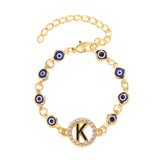 Christmas Gift Turkish Lucky Evil Eye Bracelet Gold Color Bangle Rhinestone Blue Eyes Letter Bracelet For Women Men Couple Gothic Jewelry