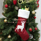 Christmas Gift Christmas Stockings Red Reindeer Elk Snowflake with Faux Fur Xmas Stockings Christmas Tree Decorations Kids Gifts Bag