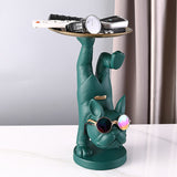 Cifeeo Resin Dog Statue Living Room Decor Decorative Storage Tray Sculpture Table Ornaments Animal Figurines For Home Desk Decoration