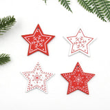 Christmas Gift 12PCS/Lot DIY White&Red Christmas Printed Wooden Pendants Ornaments For Kids Christmas Gifts Xmas Tree Ornaments Decorations
