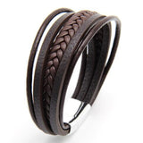 ZOSHI Braided Blue Color Leather Bracelets for Men Armband Heren Trendy Genuine Leather Bracelets with Magnetic Buckle