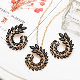 High Quality Black CZ Crystal Wedding Necklace &Earring &Ring 3 Set Gold Color Pendant Jewlery Set Gift Wholesale Jewelry Sets