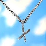 A-Z Custom Rhinestone Tennis Chain Letter Necklace for Women Men HipHop Jewelry Alphabet Pendant Necklace Choker Chain Wholesale