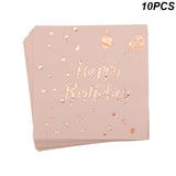 Happy Birthday Decorations Rose Gold dot Disposable Tableware Paper Plates Cup baby shower Girl Kids Adult Birthday Party Decor