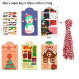 Christmas Gift 48/50pcs Merry Christmas Paper Gift Tag Snowman Deer Santa Claus Paper Label Hang Tags Party DIY Decor Xmas Gift Wrapping Tags