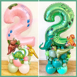 32inch Pink Green Number Dinosaur Jungle Theme Birthday Balloon Set Birthday Party Baby Shower Decoration Balloon Jurassic World