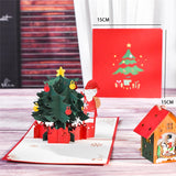 Merry Christmas Cards Christmas Tree Winter Gift Pop-Up Cards Christmas Decoration  Stickers Laser Cut New Year Greeting Cards