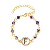 Christmas Gift Turkish Lucky Evil Eye Bracelet Gold Color Bangle Rhinestone Blue Eyes Letter Bracelet For Women Men Couple Gothic Jewelry