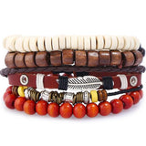 ZOSHI 4-6PC Vintage Multilayer Leather Bracelet For Men Fashion Braided Handmade Rope Wrap Bead Charm Woven Bracelets Male Gift