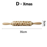 Christmas Pattern Rolling pin Wooden Embossing Biscuit Fondant Baking Tools Reindeer Dough Engraved Roller Trees Socks Bells