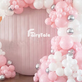 Pastel Baby Pink White Balloons Garland Arch 233pcs Chrome Silver  Balloon Baby Shower Birthday Wedding Anniversary Party Decor